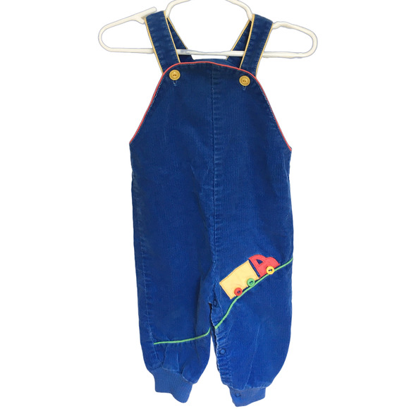 VTG 80s CARTER'S Truck Theme Corduroy Bubble Overalls in Blue USA SZ 12M - Picture 10 of 10